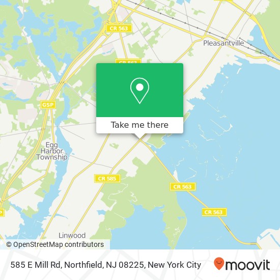 Mapa de 585 E Mill Rd, Northfield, NJ 08225
