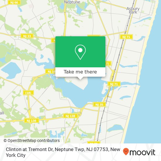 Mapa de Clinton at Tremont Dr, Neptune Twp, NJ 07753