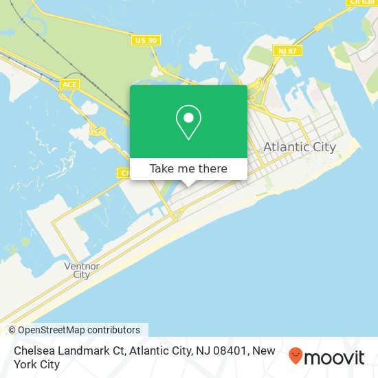 Mapa de Chelsea Landmark Ct, Atlantic City, NJ 08401
