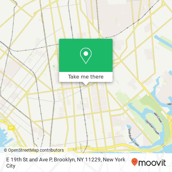 Mapa de E 19th St and Ave P, Brooklyn, NY 11229