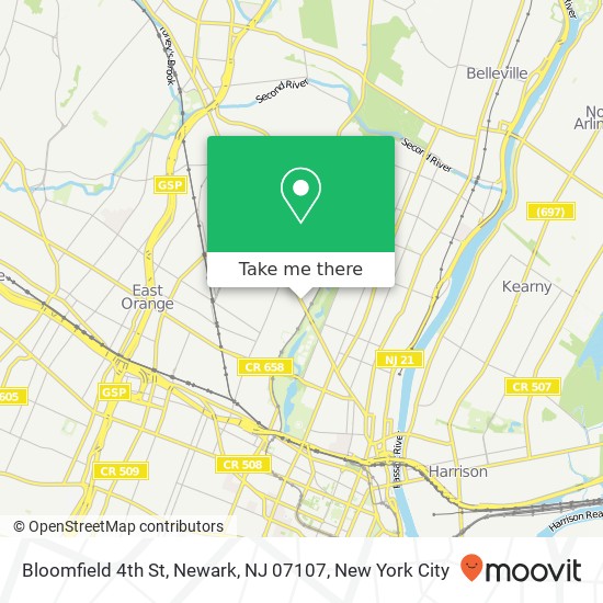 Mapa de Bloomfield 4th St, Newark, NJ 07107