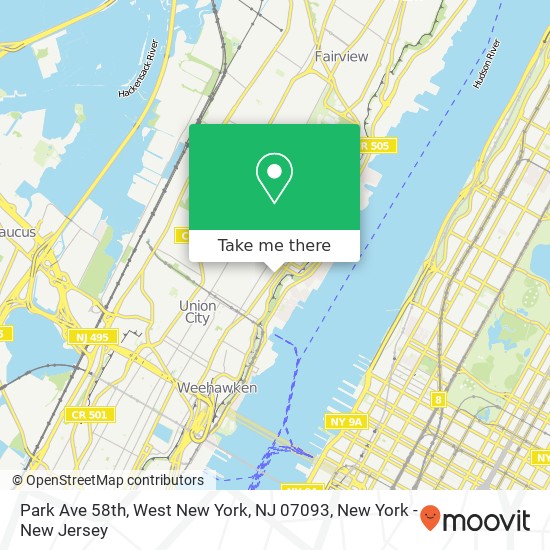 Mapa de Park Ave 58th, West New York, NJ 07093