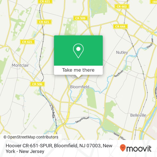 Mapa de Hoover CR-651-SPUR, Bloomfield, NJ 07003