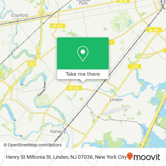 Mapa de Henry St Miltonia St, Linden, NJ 07036