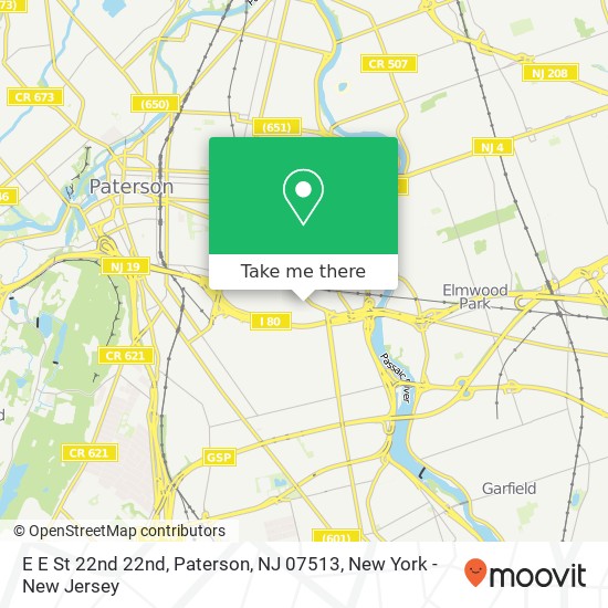 Mapa de E E St 22nd 22nd, Paterson, NJ 07513