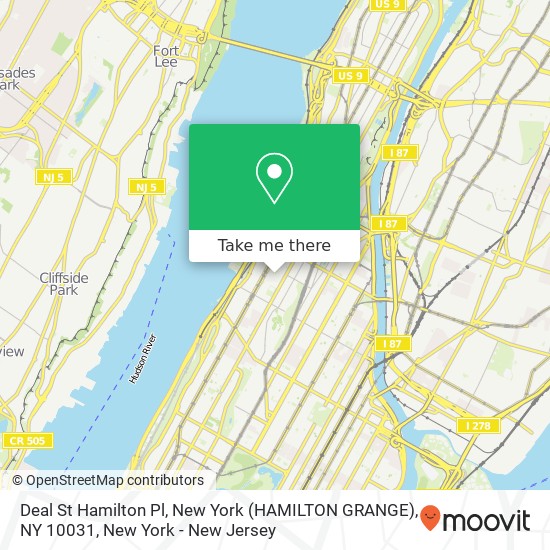Mapa de Deal St Hamilton Pl, New York (HAMILTON GRANGE), NY 10031