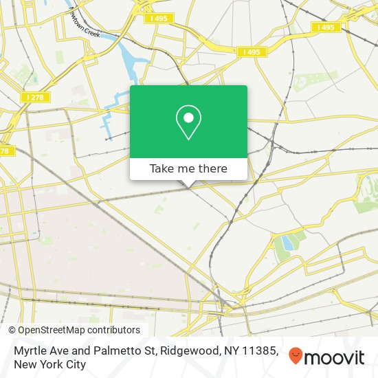 Myrtle Ave and Palmetto St, Ridgewood, NY 11385 map