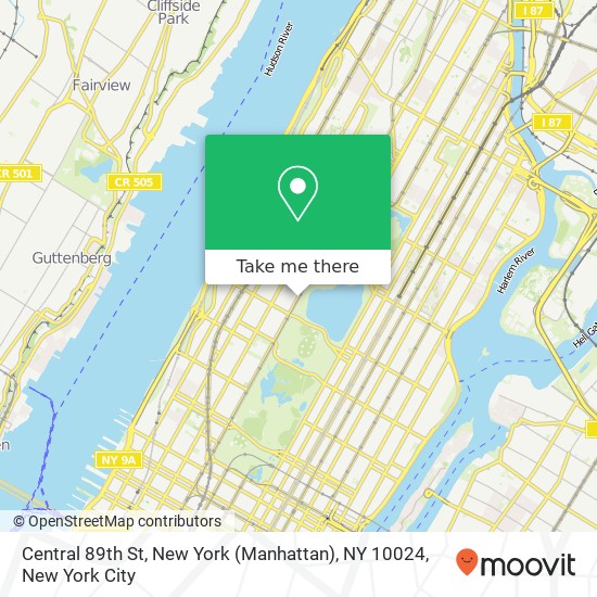 Mapa de Central 89th St, New York (Manhattan), NY 10024