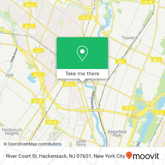 Mapa de River Court St, Hackensack, NJ 07601