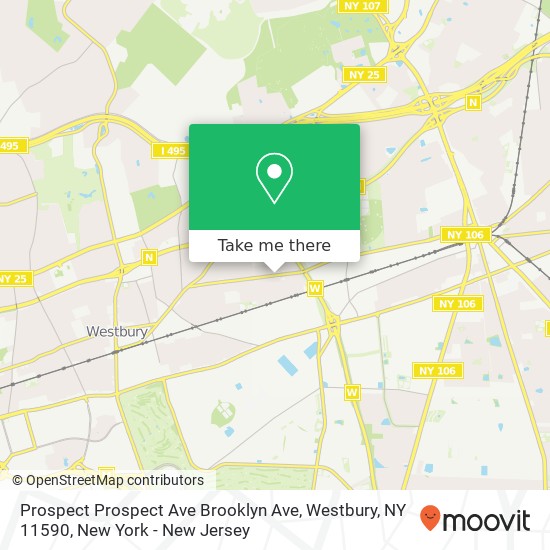 Mapa de Prospect Prospect Ave Brooklyn Ave, Westbury, NY 11590