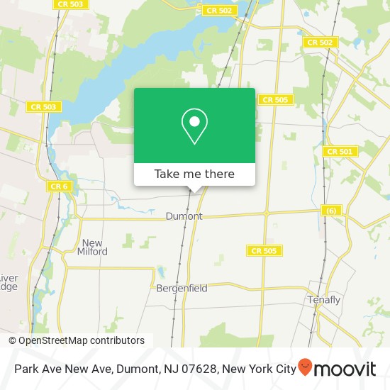 Mapa de Park Ave New Ave, Dumont, NJ 07628