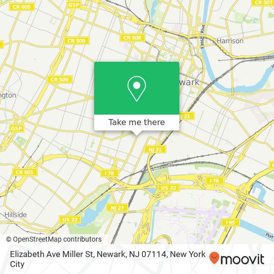 Elizabeth Ave Miller St, Newark, NJ 07114 map