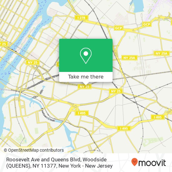 Mapa de Roosevelt Ave and Queens Blvd, Woodside (QUEENS), NY 11377