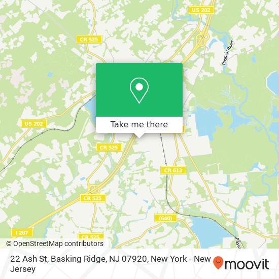 Mapa de 22 Ash St, Basking Ridge, NJ 07920