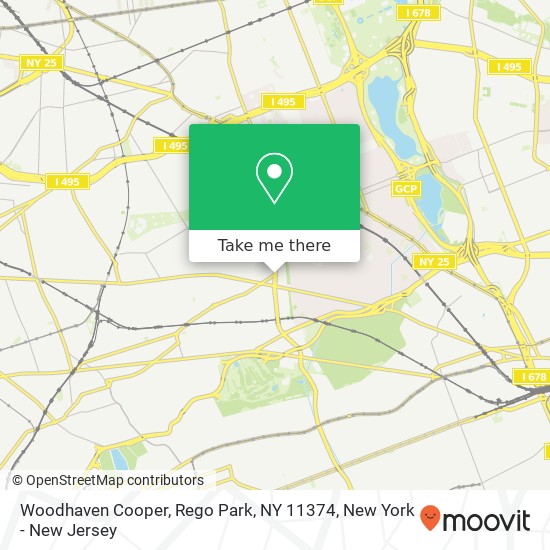 Mapa de Woodhaven Cooper, Rego Park, NY 11374
