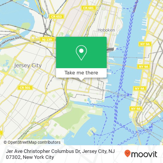 Mapa de Jer Ave Christopher Columbus Dr, Jersey City, NJ 07302