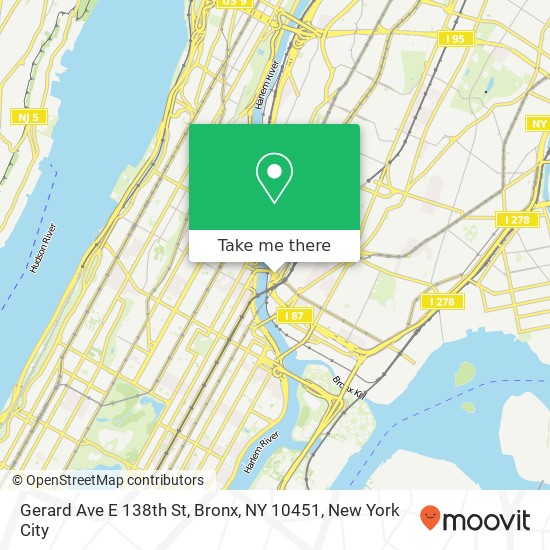 Mapa de Gerard Ave E 138th St, Bronx, NY 10451
