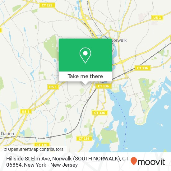 Mapa de Hillside St Elm Ave, Norwalk (SOUTH NORWALK), CT 06854