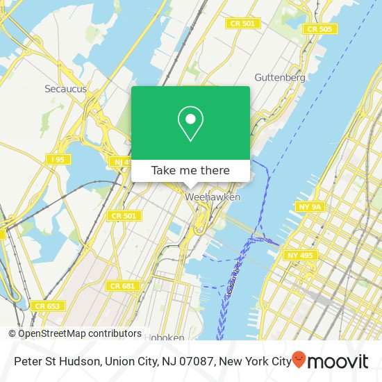 Mapa de Peter St Hudson, Union City, NJ 07087