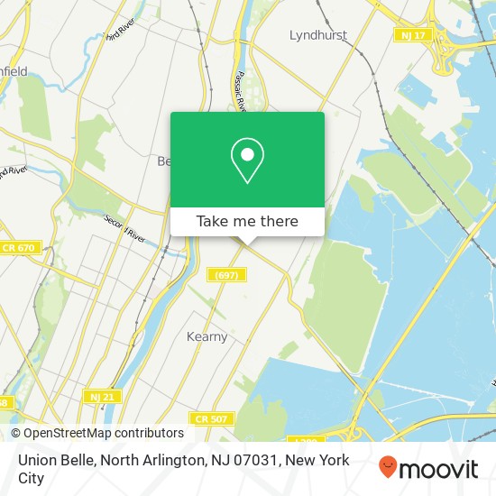 Mapa de Union Belle, North Arlington, NJ 07031