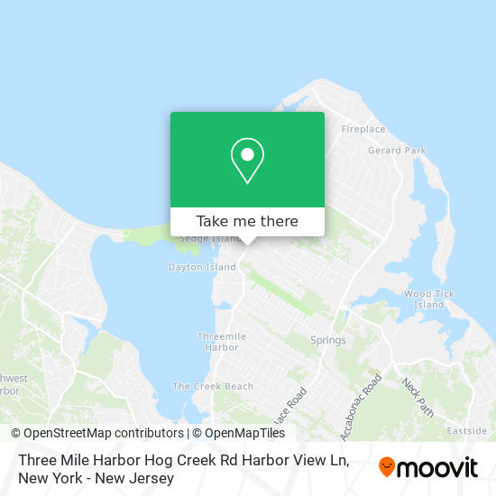 Mapa de Three Mile Harbor Hog Creek Rd Harbor View Ln