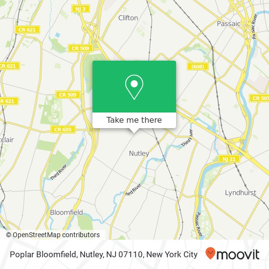 Mapa de Poplar Bloomfield, Nutley, NJ 07110