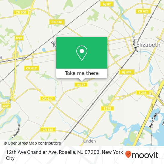 12th Ave Chandler Ave, Roselle, NJ 07203 map
