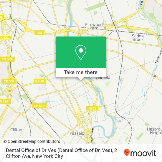 Mapa de Dental Office of Dr Ves (Dental Office of Dr. Ves), 2 Clifton Ave