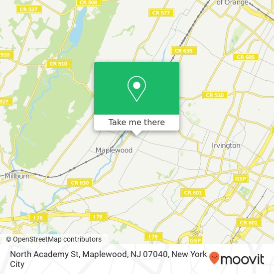 Mapa de North Academy St, Maplewood, NJ 07040