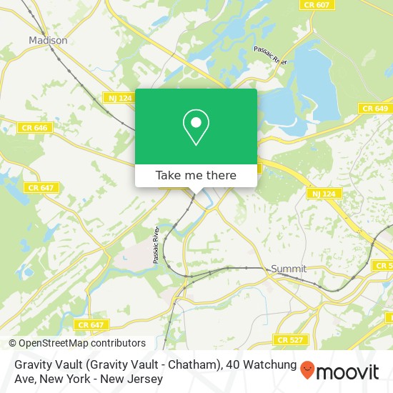 Mapa de Gravity Vault (Gravity Vault - Chatham), 40 Watchung Ave