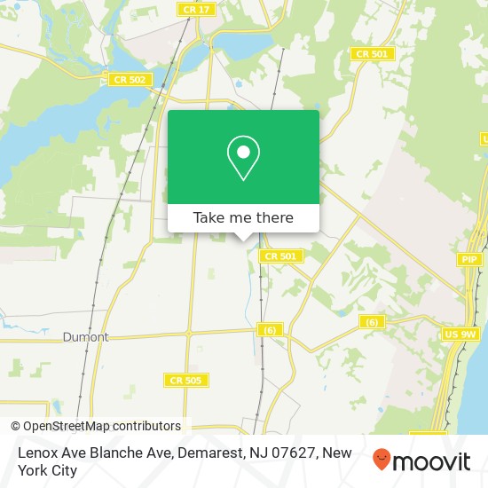Mapa de Lenox Ave Blanche Ave, Demarest, NJ 07627