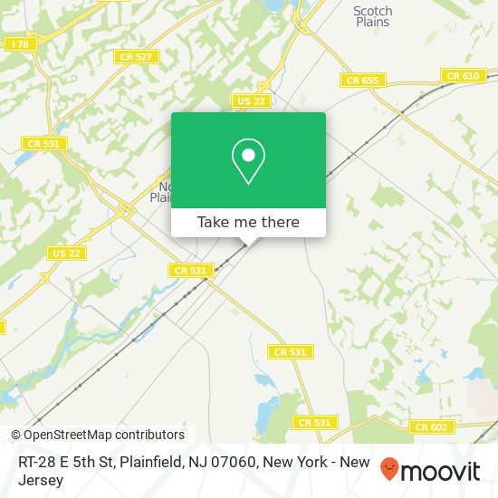 Mapa de RT-28 E 5th St, Plainfield, NJ 07060
