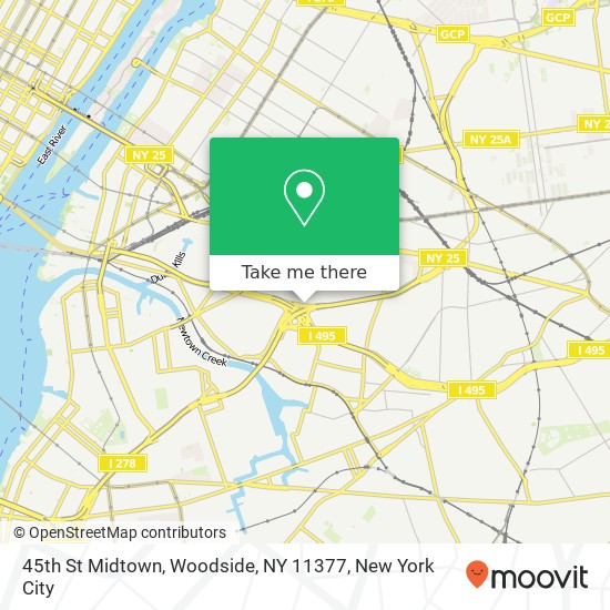 Mapa de 45th St Midtown, Woodside, NY 11377