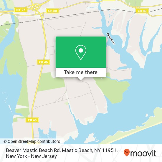 Mapa de Beaver Mastic Beach Rd, Mastic Beach, NY 11951