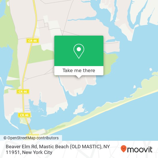 Mapa de Beaver Elm Rd, Mastic Beach (OLD MASTIC), NY 11951