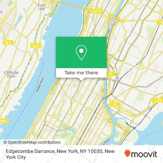 Mapa de Edgecombe Darrance, New York, NY 10030