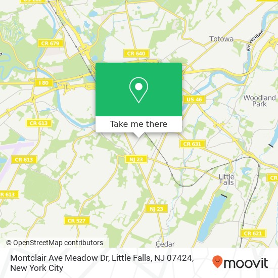 Mapa de Montclair Ave Meadow Dr, Little Falls, NJ 07424
