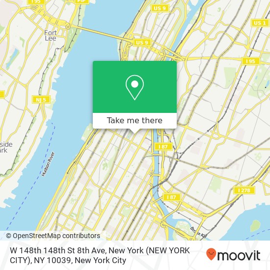 Mapa de W 148th 148th St 8th Ave, New York (NEW YORK CITY), NY 10039