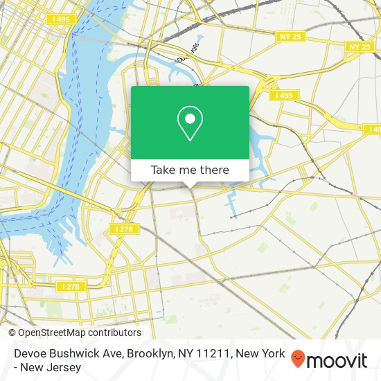 Mapa de Devoe Bushwick Ave, Brooklyn, NY 11211