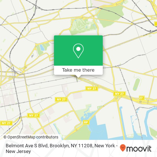 Mapa de Belmont Ave S Blvd, Brooklyn, NY 11208