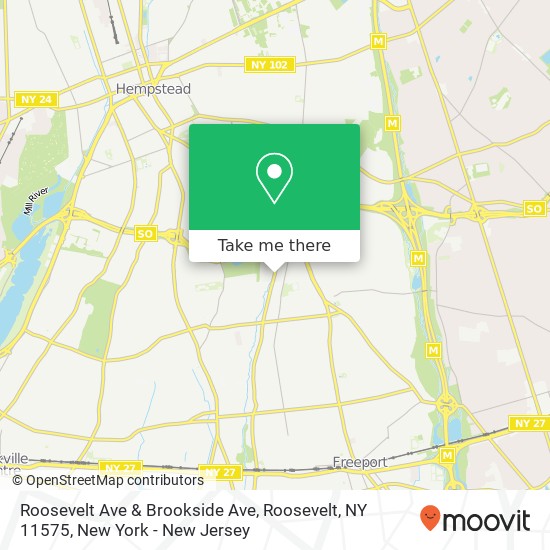 Mapa de Roosevelt Ave & Brookside Ave, Roosevelt, NY 11575