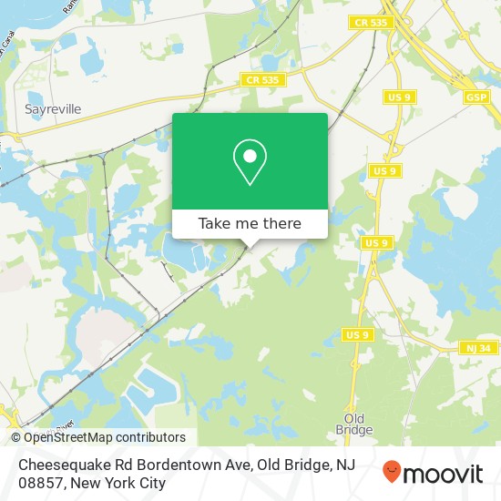 Mapa de Cheesequake Rd Bordentown Ave, Old Bridge, NJ 08857