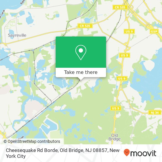 Mapa de Cheesequake Rd Borde, Old Bridge, NJ 08857