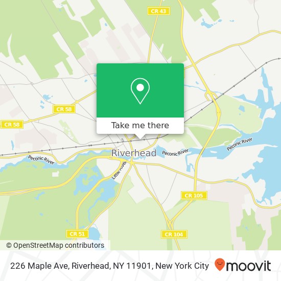 Mapa de 226 Maple Ave, Riverhead, NY 11901