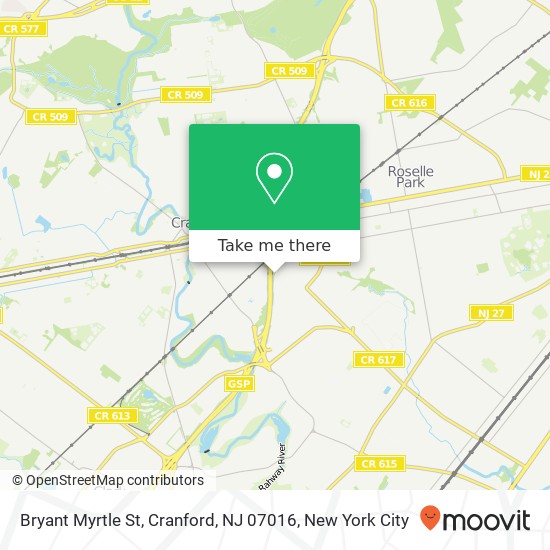 Bryant Myrtle St, Cranford, NJ 07016 map