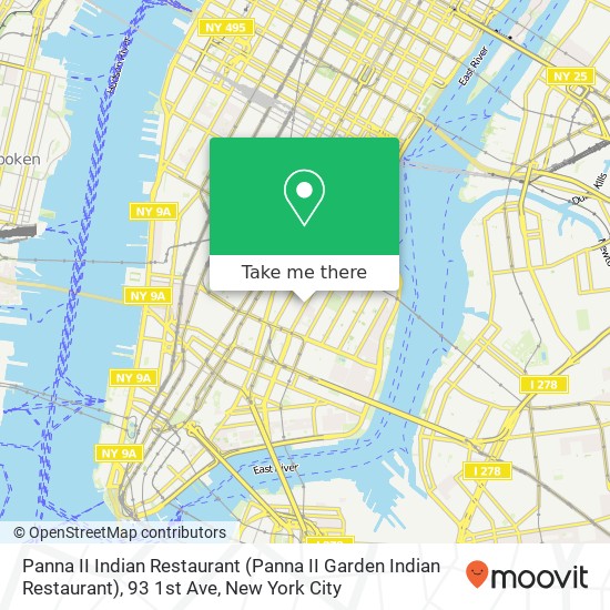 Mapa de Panna II Indian Restaurant (Panna II Garden Indian Restaurant), 93 1st Ave