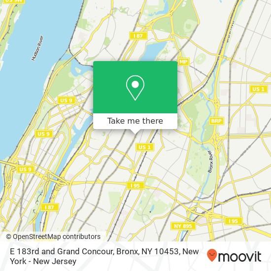 Mapa de E 183rd and Grand Concour, Bronx, NY 10453