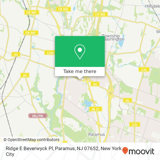 Mapa de Ridge E Beverwyck Pl, Paramus, NJ 07652