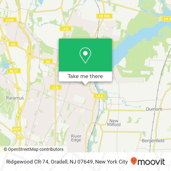 Ridgewood CR-74, Oradell, NJ 07649 map