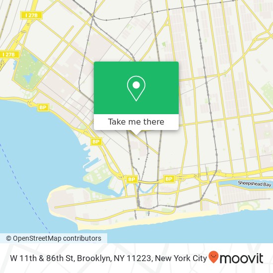 Mapa de W 11th & 86th St, Brooklyn, NY 11223